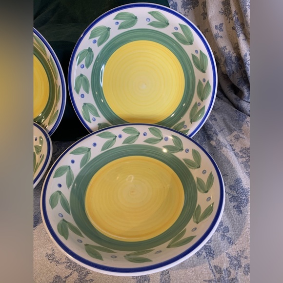 VTG Set of 4 Trisa Handpainted Stoneware 8" Individual Pasta Bowls - Picture 7 of 11